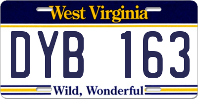 WV license plate DYB163