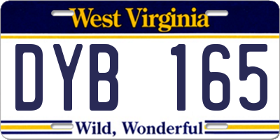 WV license plate DYB165