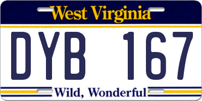 WV license plate DYB167