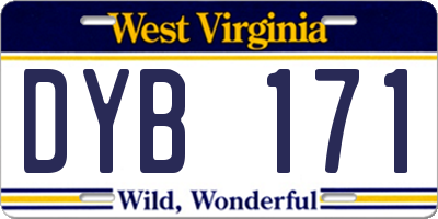WV license plate DYB171