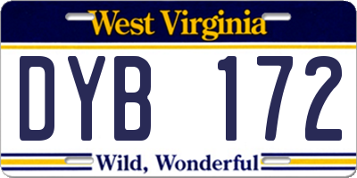 WV license plate DYB172