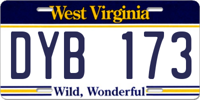 WV license plate DYB173