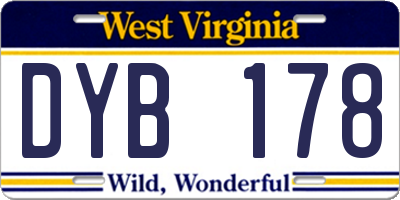 WV license plate DYB178