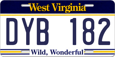 WV license plate DYB182