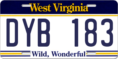 WV license plate DYB183