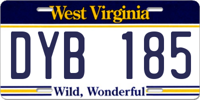 WV license plate DYB185