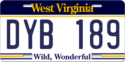 WV license plate DYB189