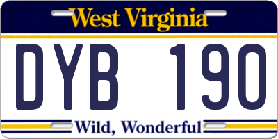 WV license plate DYB190