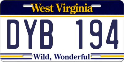 WV license plate DYB194