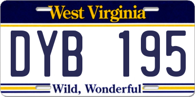 WV license plate DYB195
