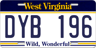 WV license plate DYB196