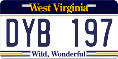 WV license plate DYB197