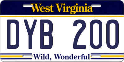 WV license plate DYB200