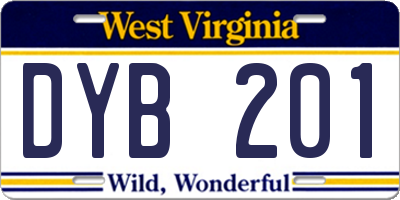 WV license plate DYB201