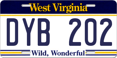 WV license plate DYB202