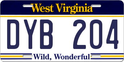 WV license plate DYB204