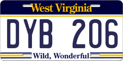 WV license plate DYB206