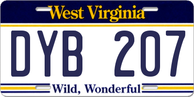 WV license plate DYB207