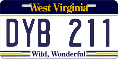 WV license plate DYB211