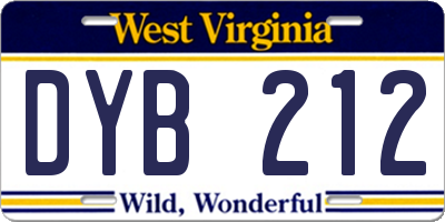 WV license plate DYB212