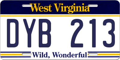 WV license plate DYB213