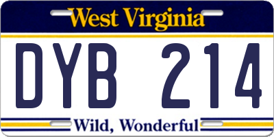 WV license plate DYB214