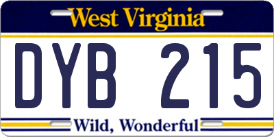 WV license plate DYB215