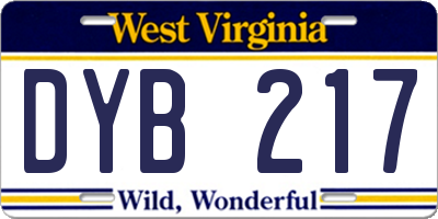 WV license plate DYB217