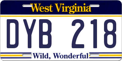 WV license plate DYB218
