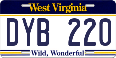 WV license plate DYB220