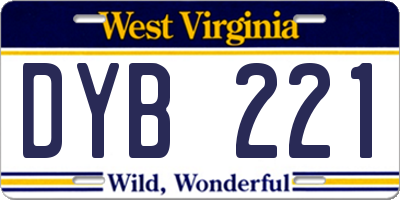 WV license plate DYB221