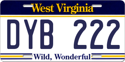 WV license plate DYB222