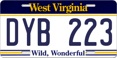 WV license plate DYB223