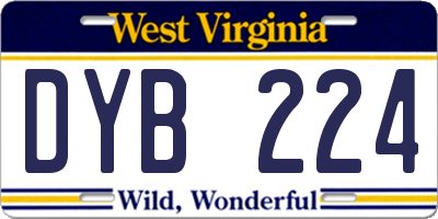 WV license plate DYB224