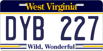 WV license plate DYB227