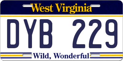 WV license plate DYB229