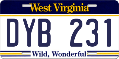 WV license plate DYB231