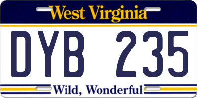 WV license plate DYB235