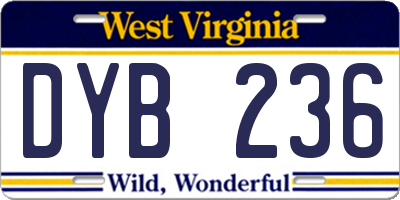 WV license plate DYB236
