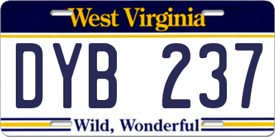 WV license plate DYB237