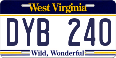 WV license plate DYB240