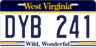 WV license plate DYB241