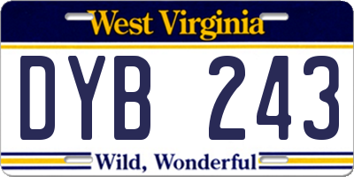 WV license plate DYB243