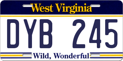 WV license plate DYB245