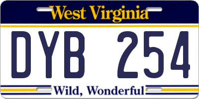 WV license plate DYB254