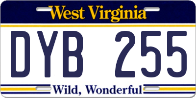 WV license plate DYB255