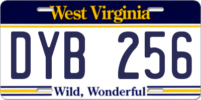 WV license plate DYB256