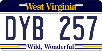 WV license plate DYB257