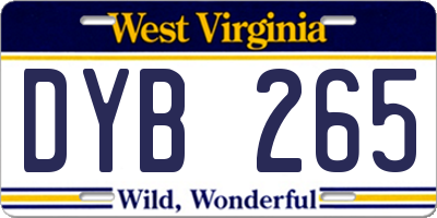 WV license plate DYB265