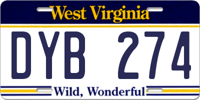 WV license plate DYB274